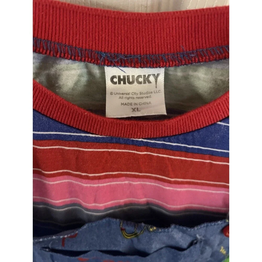 Chucky Kids Girls Costume - Dress, Socks, Wig And Choker Necklace XL 14/16 - Picture 5 of 6